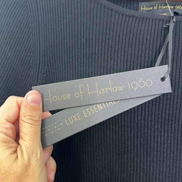 House Of Harlow 1960 - NWT Ribbed Long Sleeve Midriff Cutout Mini Dress Size M - Picture 9 of 10